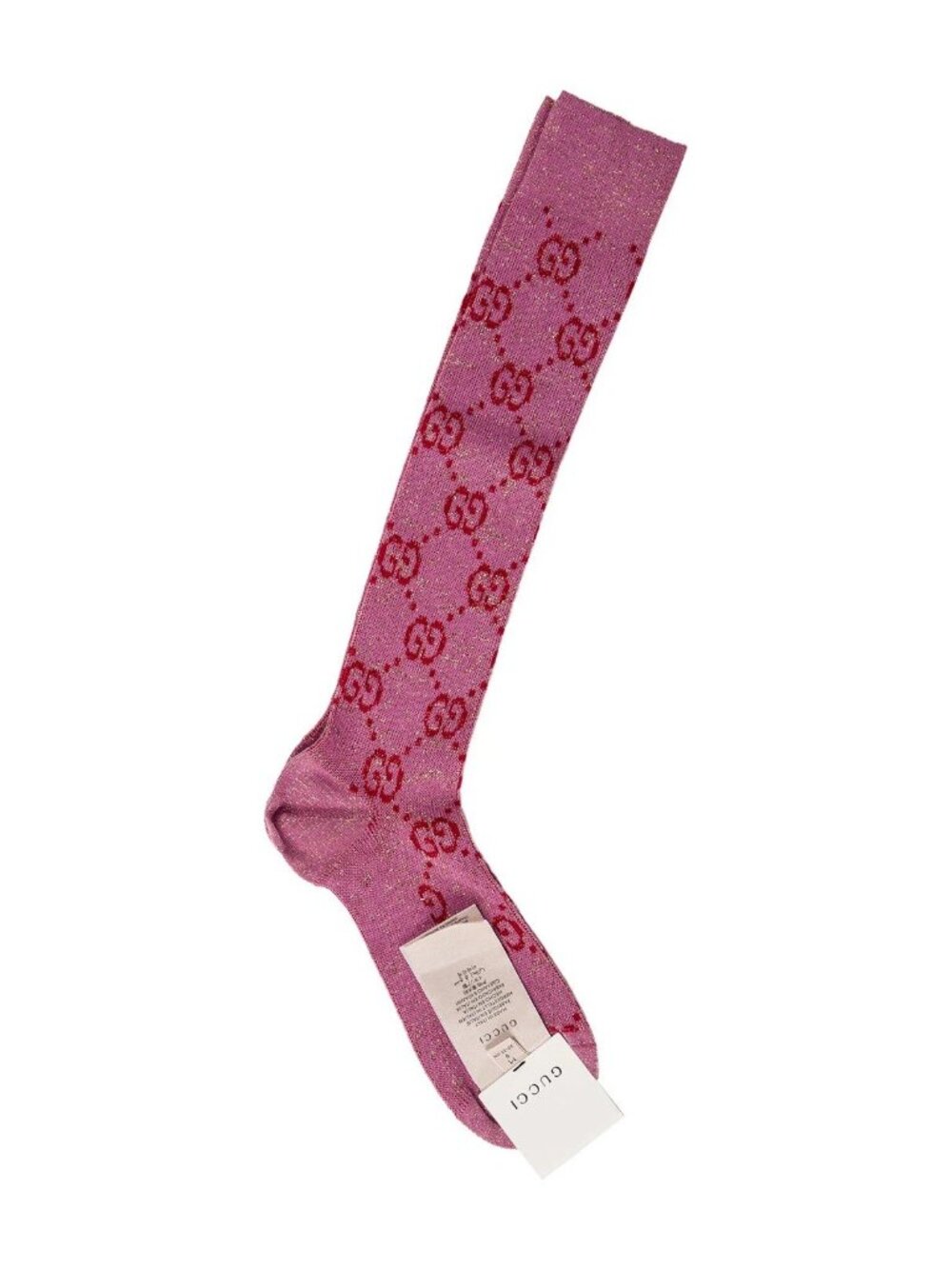 NWT Gucci GG Logo Glittery Socks Pink Women’s Size M Authentic - Picture 2 of 8